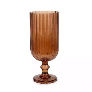 Amber Glass Goblet Hurricane, 14 in.