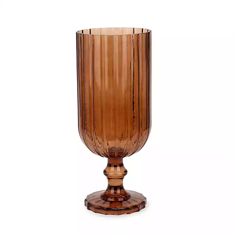 Amber Glass Goblet Hurricane, 14 in.