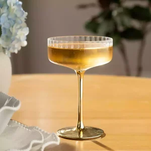 Gold Base Coupe Wine Glasses, Set of 4